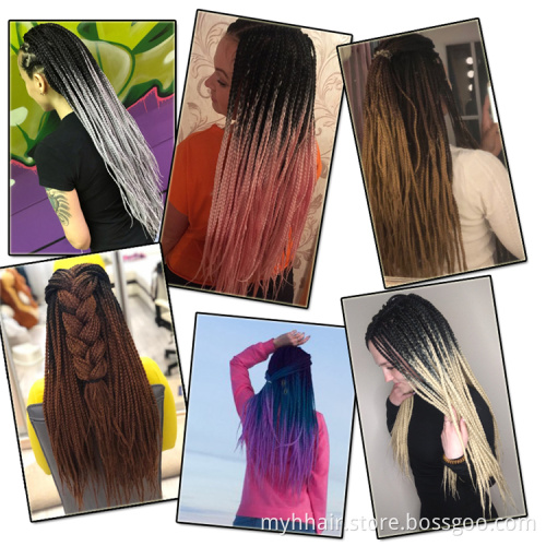 Crochet braid 22 Roots/pack Ombre Synthetic Braiding Hair extension Heat Fiber Bulk Colorful 24 inch box braid